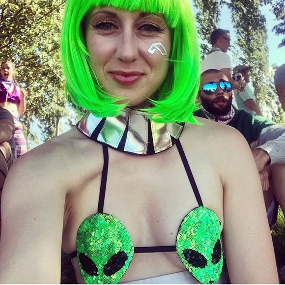 Alien bra bralette top Rave Burning Man cosmic - Picture 3 of 6